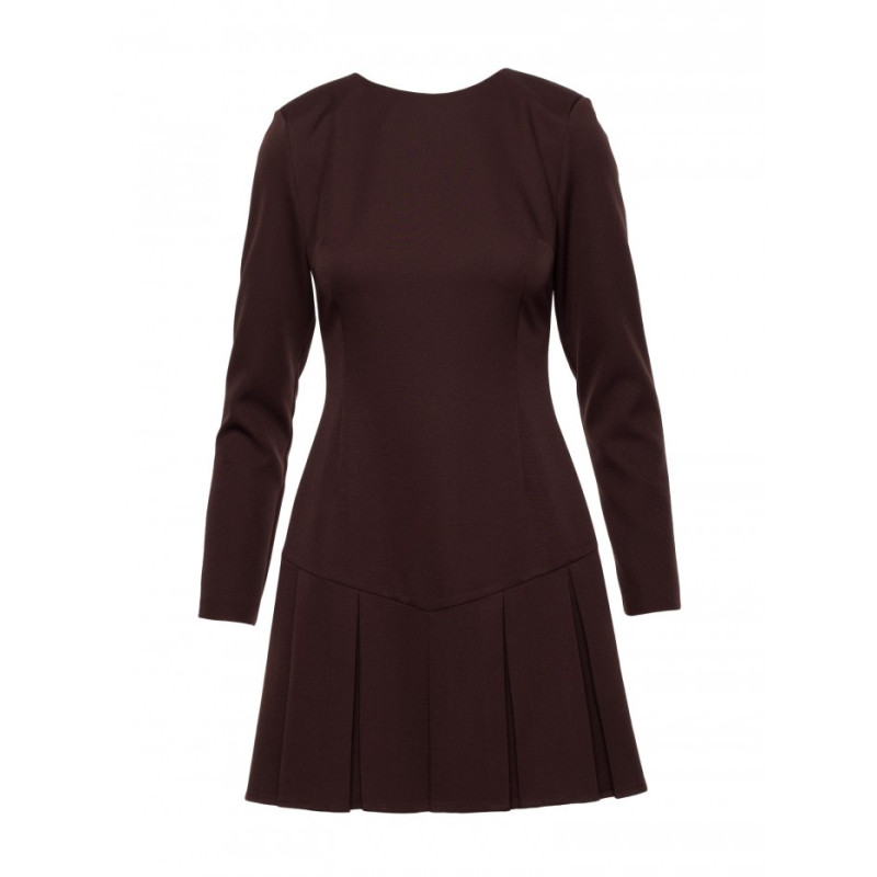 M872 Sukienka z kontrafałdami - brązowa