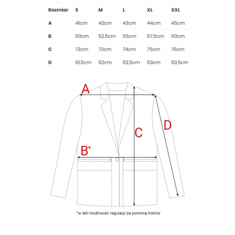 M873 Marynarka marszczona w talii - brązowa