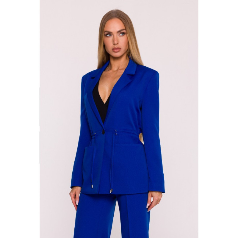 M873 Marynarka marszczona w talii - chabrowa