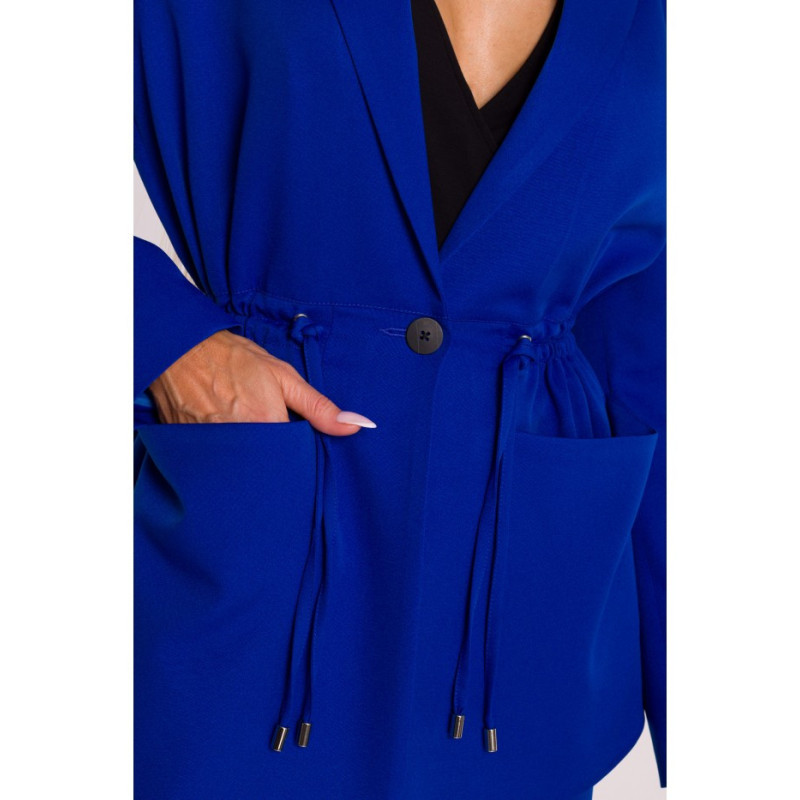 M873 Marynarka marszczona w talii - chabrowa