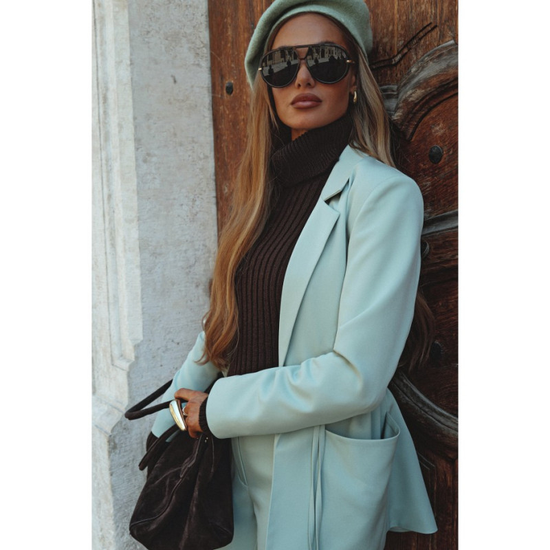 M873 Marynarka marszczona w talii - miętowa