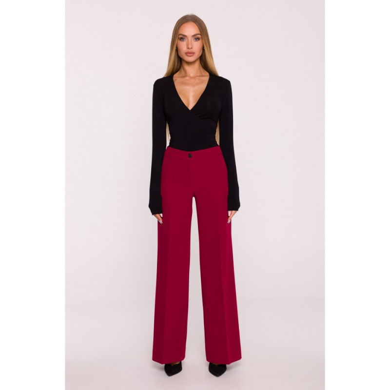 M875 Spodnie z szerokimi nogawkami - bordowe