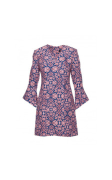 M877 Sukienka we wzór z szerokimi mankietami - model 3