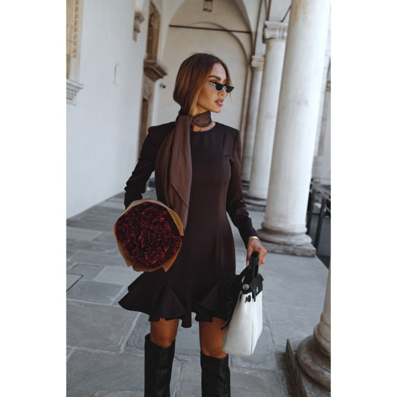 M880 Sukienka z falbankami - brązowa