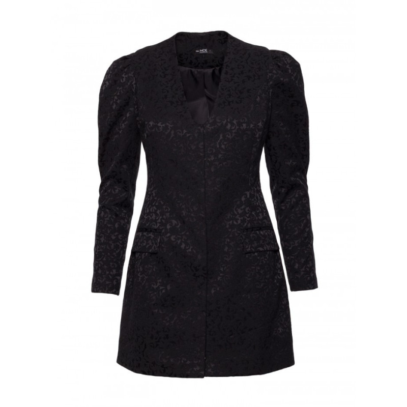 M881 Żakardowa sukienka marynarkowa - czarna