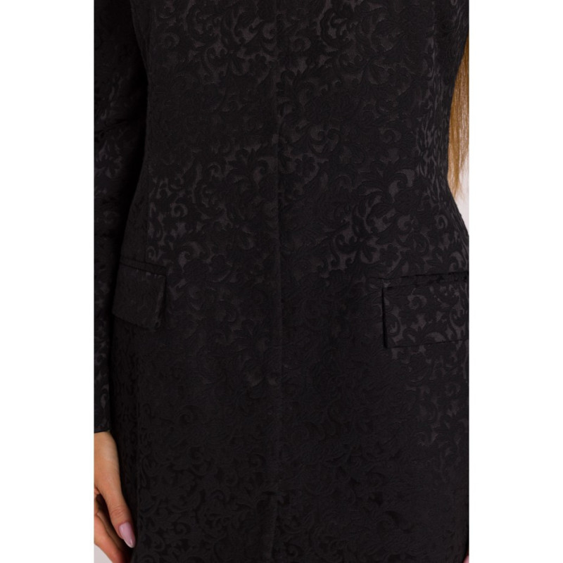 M881 Żakardowa sukienka marynarkowa - czarna