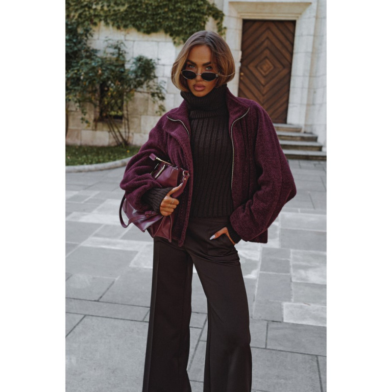 M885 Kurtka z płaszczowej dzianiny - bordowa