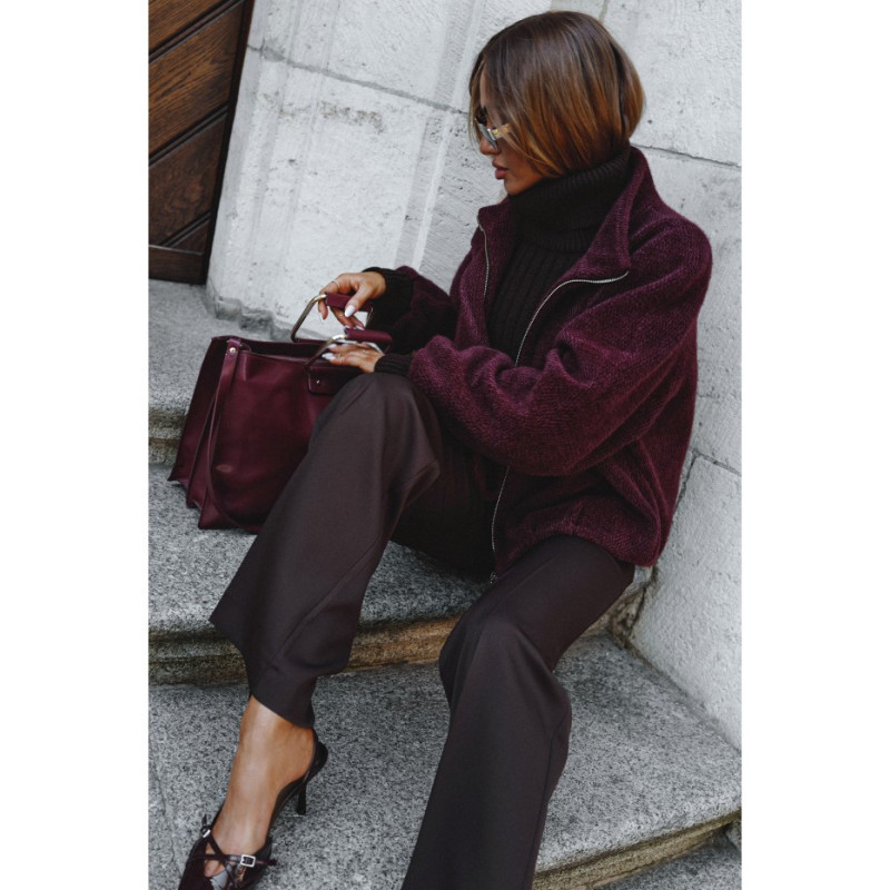 M885 Kurtka z płaszczowej dzianiny - bordowa