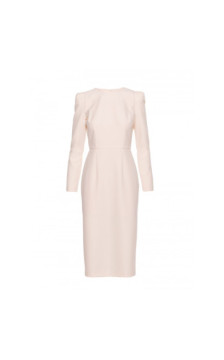 S412 Sukienka ołówkowa z ozdobnymi ramionami - kość słoniowa