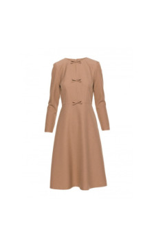 S413 Sukienka z kokardkami - beżowa