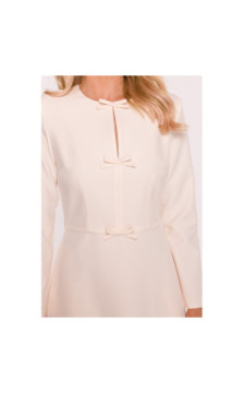 S414 Sukienka z kokardkami - kość słoniowa