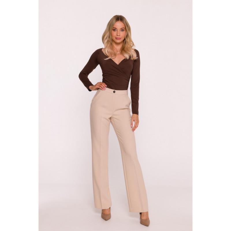 S418 Spodnie garniturowe - beżowe
