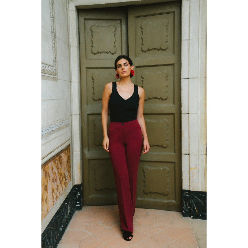 S418 Spodnie garniturowe - bordowe