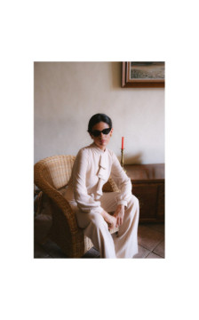 S420 Kombinezon z żabotem - beżowy