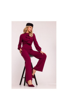 S420 Kombinezon z żabotem - bordowy