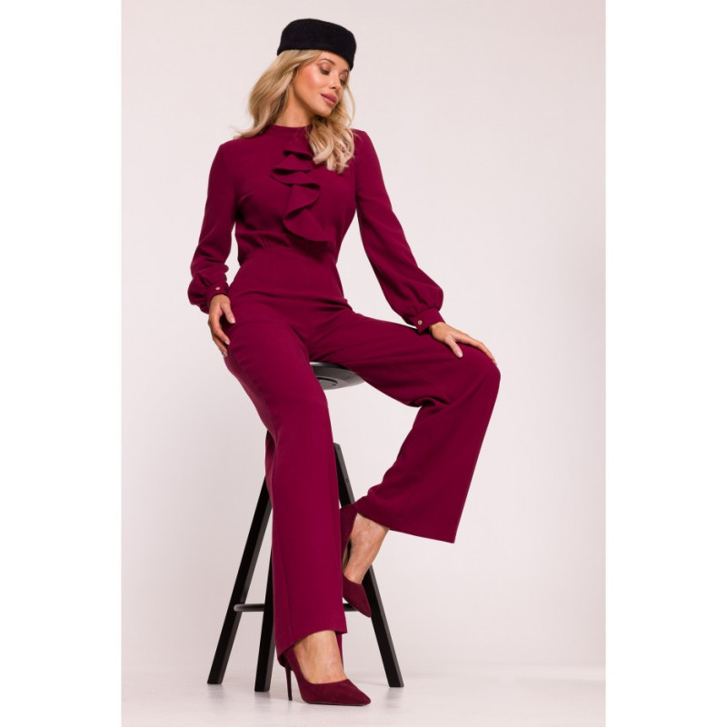 S420 Kombinezon z żabotem - bordowy