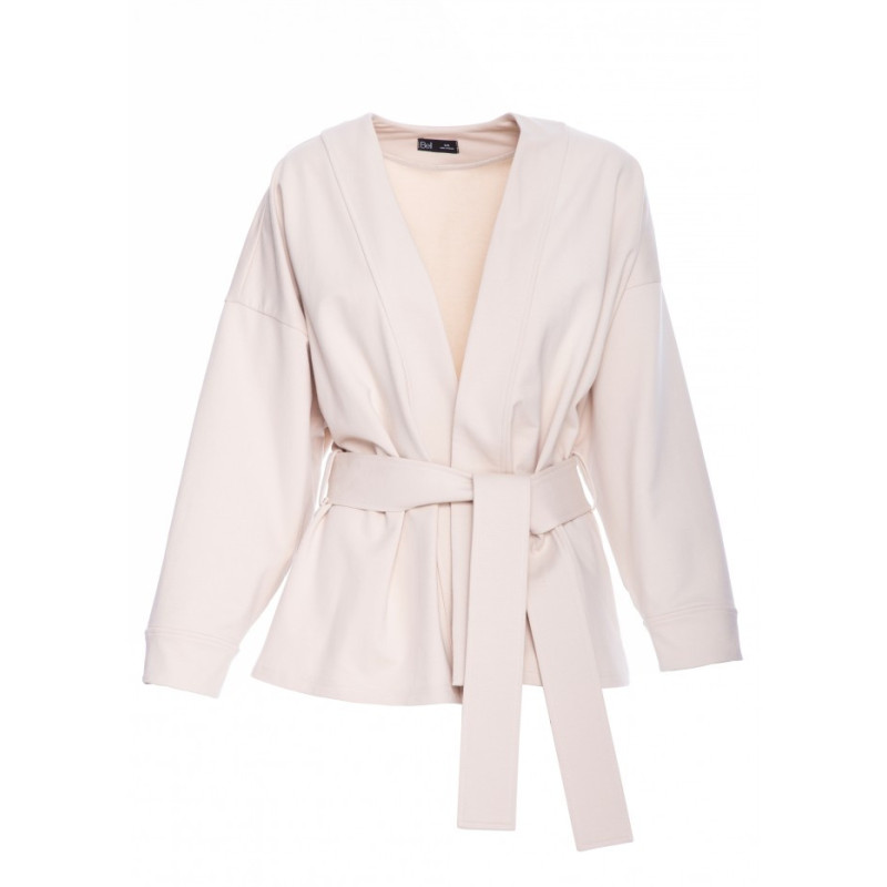 B297 Blezer narzutka z paskiem - piaskowy