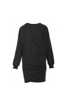 B298 Sukienka dzianinowa z zakładkami - czarna