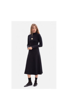 B299 Sukienka z dzianiny prążkowanej - czarna