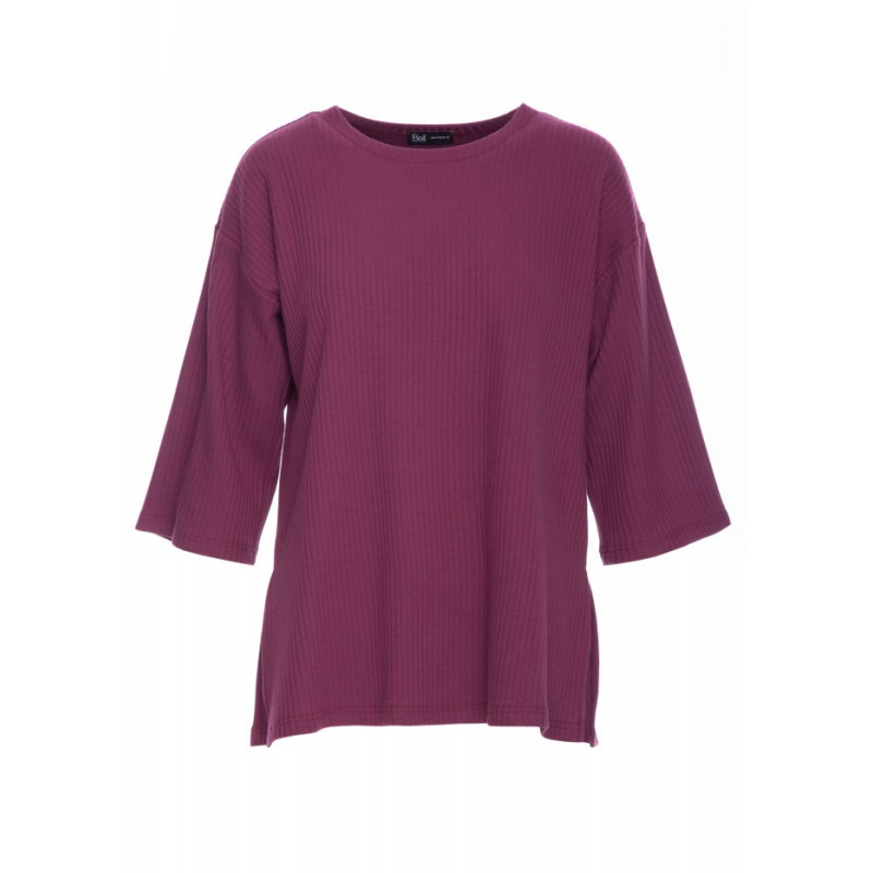 B301 Bluzka z dzianiny prążkowanej - śliwkowa