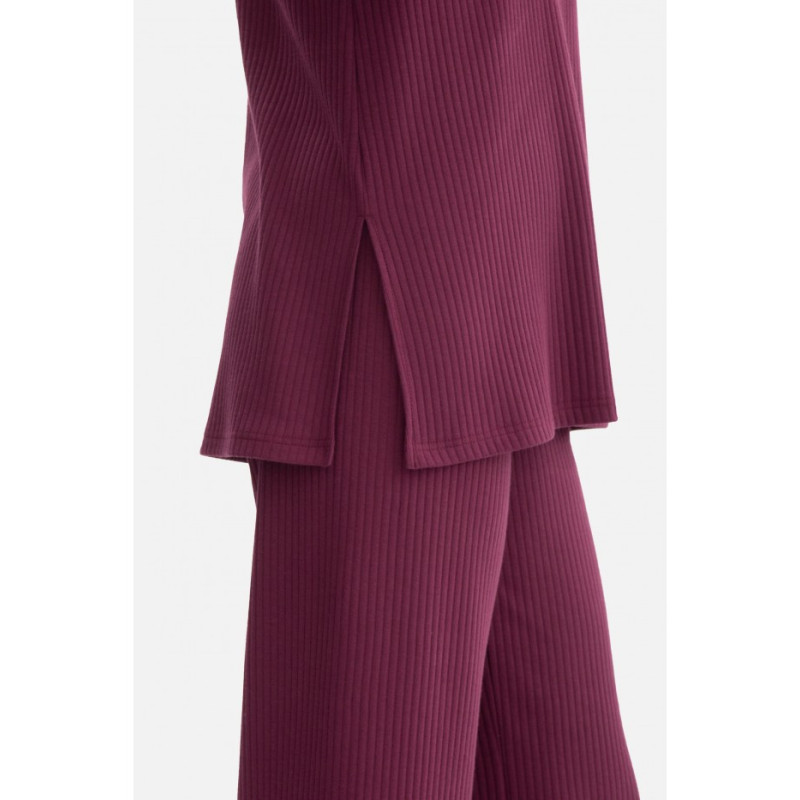 B301 Bluzka z dzianiny prążkowanej - śliwkowa