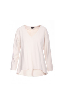 B304 Bluzka dzianinowa z dekoltem V - piaskowa