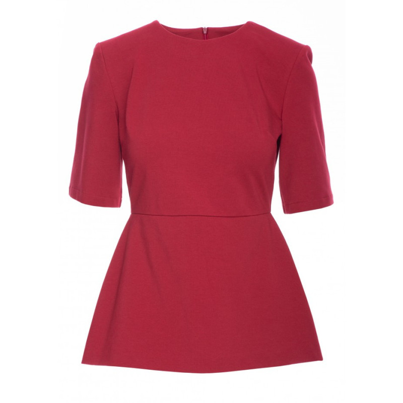 B305 Bluzka dzianinowa z baskinką - bordowa