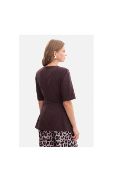 B305 Bluzka dzianinowa z baskinką - gorzka czekolada