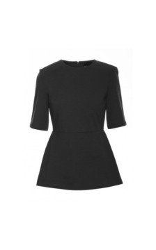 B305 Bluzka dzianinowa z baskinką - czarna