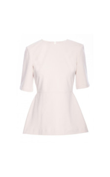 B305 Bluzka dzianinowa z baskinką - piaskowa