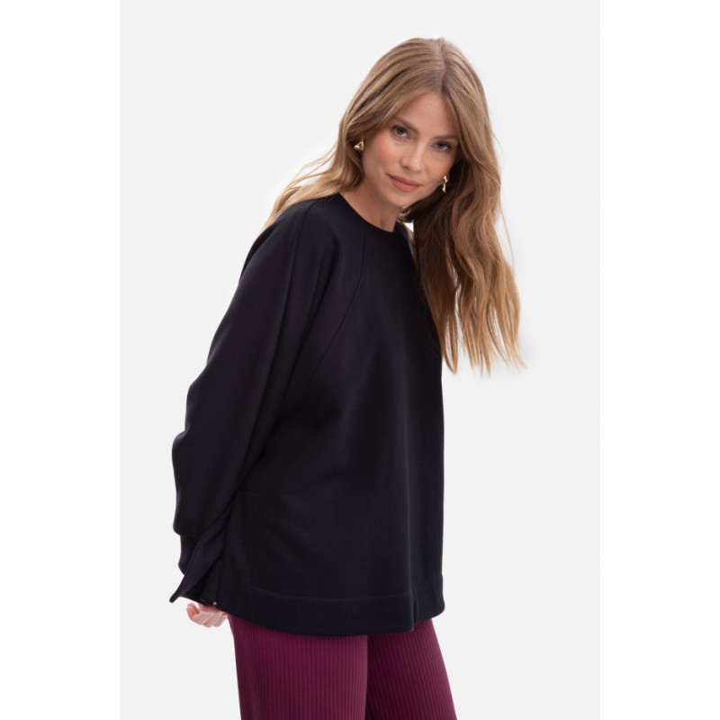 B306 Bluza oversize z rozcięciami - czarna
