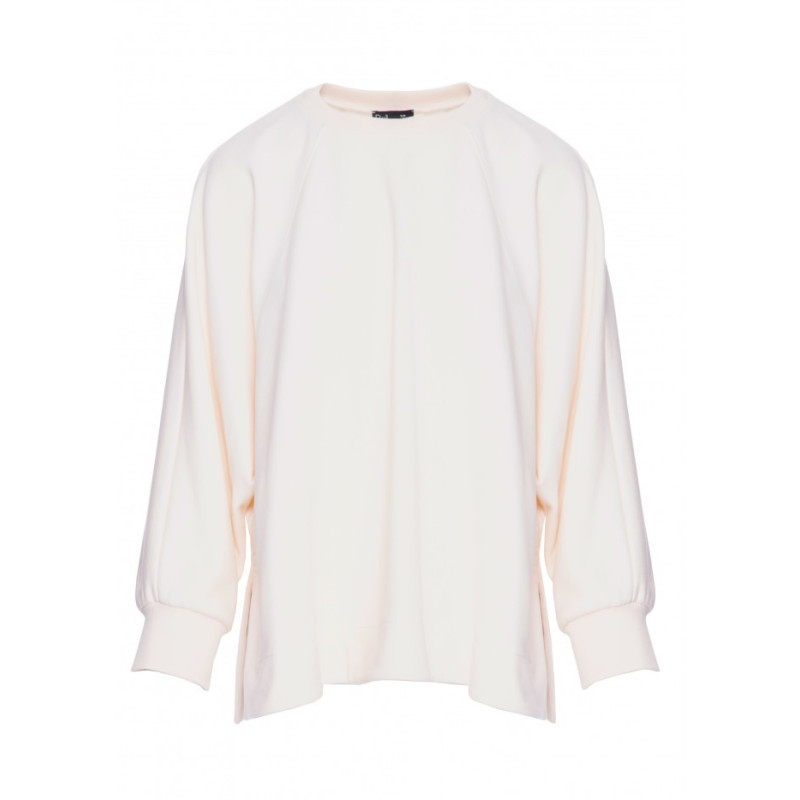 B306 Bluza oversize z rozcięciami - waniliowa