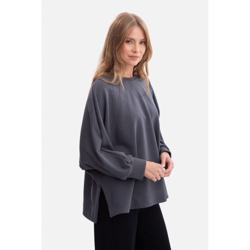 B306 Bluza oversize z rozcięciami - stalowa
