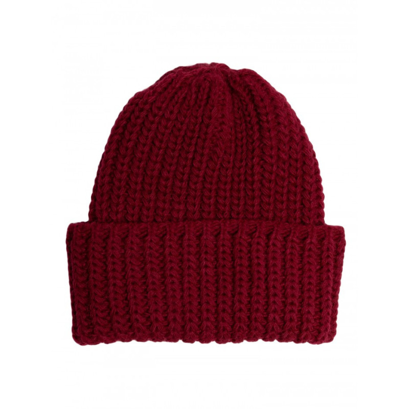 M895 Czapka splot prążkowany - bordowa