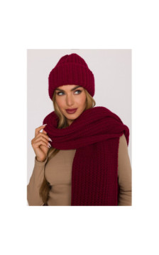 M895 Czapka splot prążkowany - bordowa