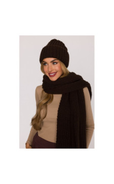 M895 Czapka splot prążkowany - brązowa