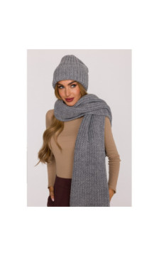 M895 Czapka splot prążkowany - szara