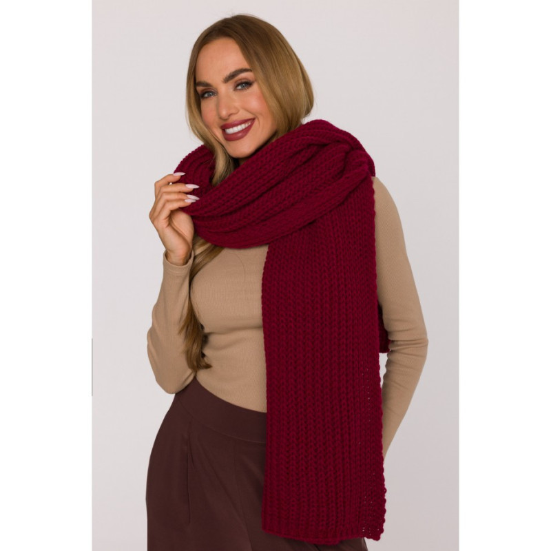M896 Szal splot prążkowany - bordowy