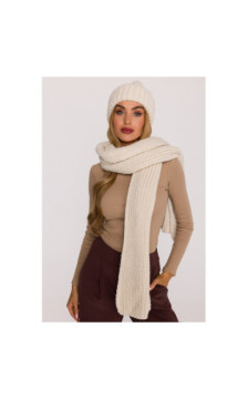 M896 Szal splot prążkowany - ecru