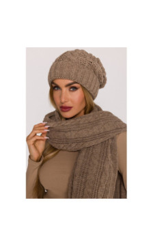 M897 Czapka splot warkocz - beżowa