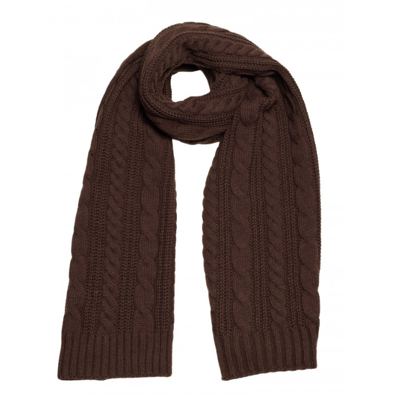 M898 Szal splot warkocz - brązowy