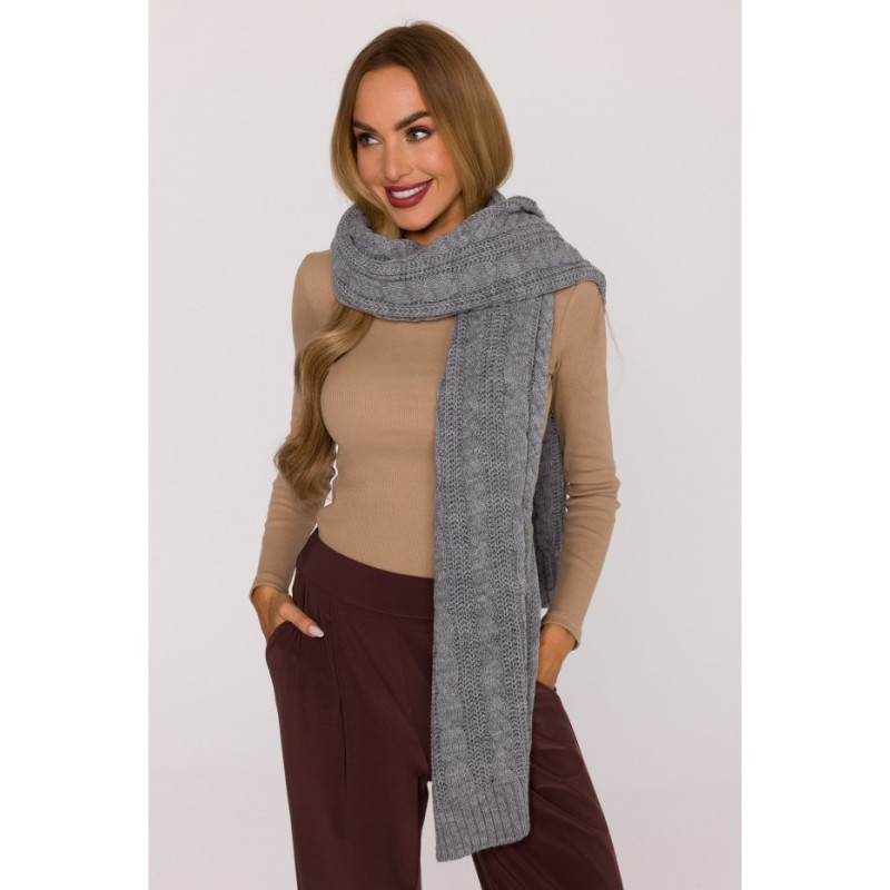 M898 Szal splot warkocz - szary