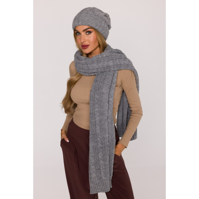 M898 Szal splot warkocz - szary