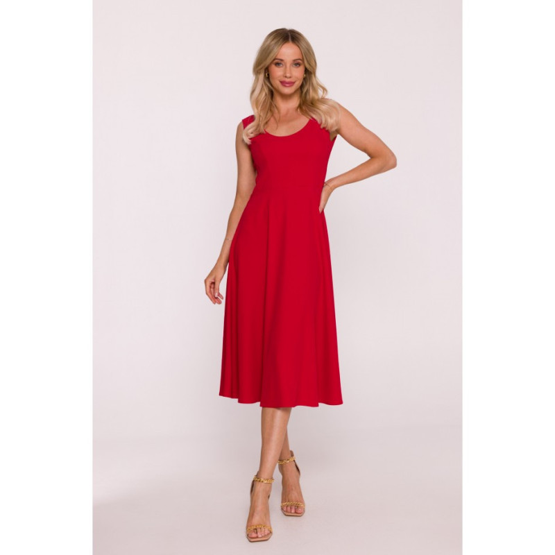 S424 Sukienka rozkloszowana - czerwona