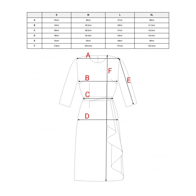 S425 Sukienka z falbaną - bordowa