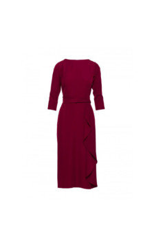 S425 Sukienka z falbaną - bordowa