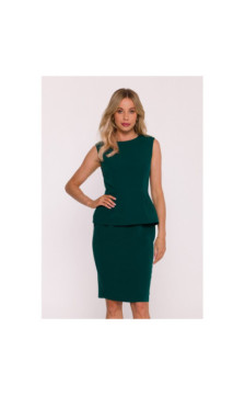 S427 Sukienka ołówkowa z baskinką - zielona
