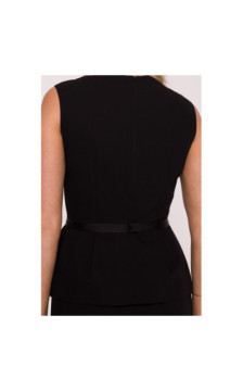 S427 Sukienka ołówkowa z baskinką - czarna