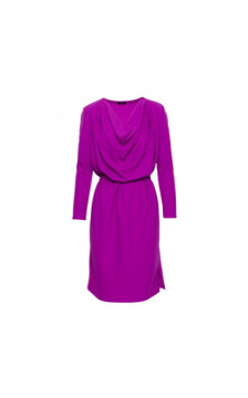 S428 Sukienka z drapowanym dekoltem - lawendowa