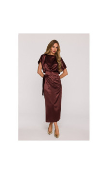 M887 Sukienka z wiązaniem - brązowa